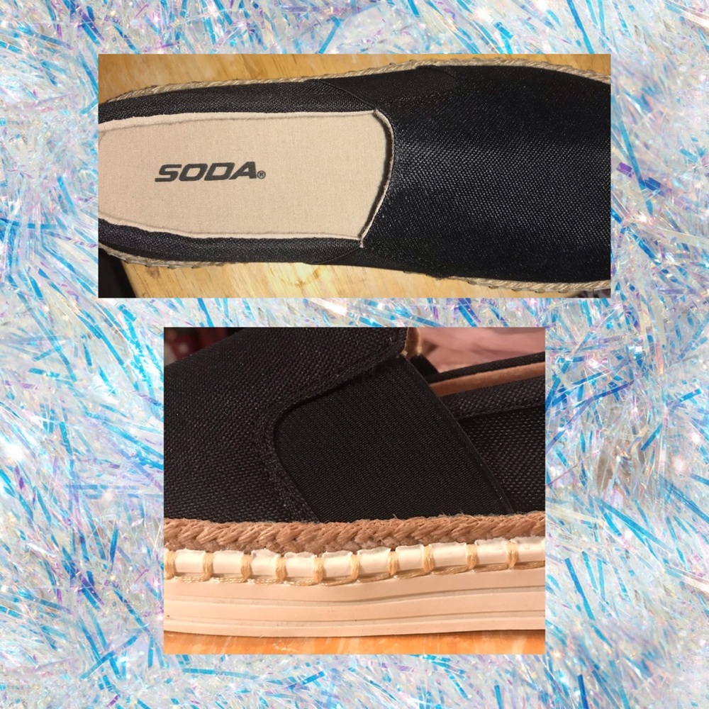 Black Linen Elastic Slip On White Soles Slip On - Picture 3 of 8